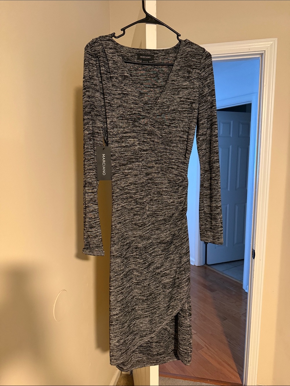 Marciano Heather Gray Long-Sleeve Midi Dress
